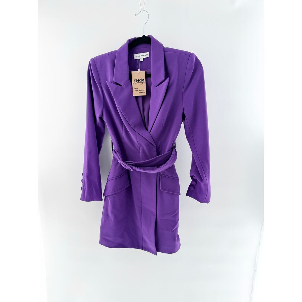 Karina Grimaldi Long Sleeve Notch Lapel Blazer Mini Dress Purple Women's Size XS